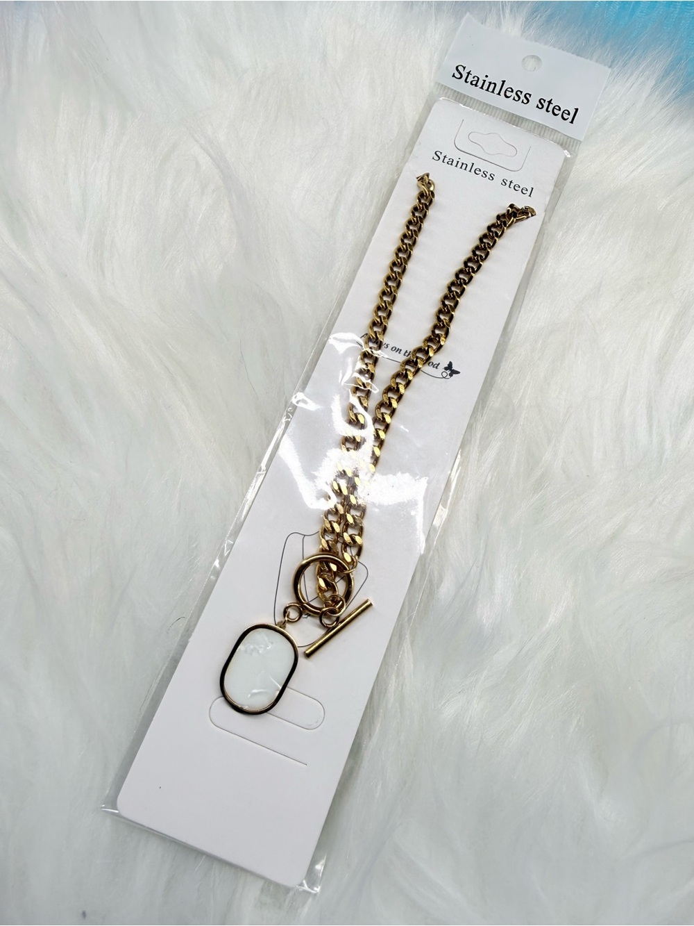 & Other Stories Gold-Tone Toggle Necklace with White Pendant